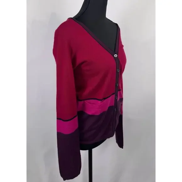 Martin + Osa 100% Cashmere Sweater Warm­tone Striped Cardigan Size M - Picture 2 of 9